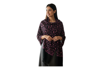 Kashmiri Woolen Stole with Aari Embroidery | Elegant Winter Wrap | Traditional Ethnic Wear for Women