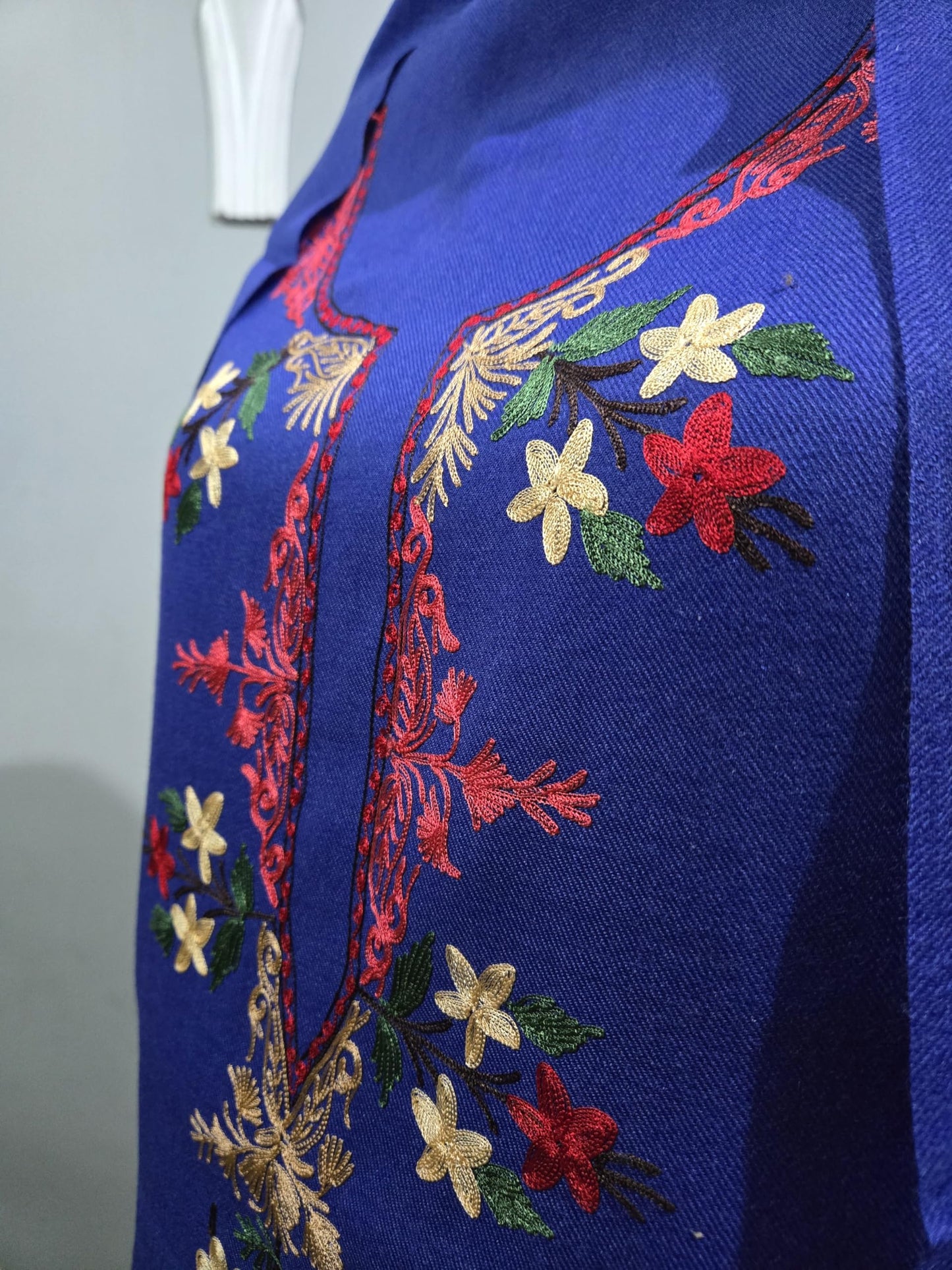 Women Woolen Kashmiri Suits Semi Pashmina Aari Embroidery  - Blue