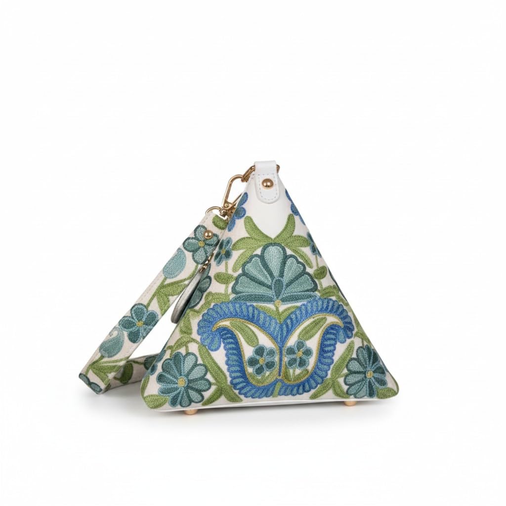 Women potli hand Bags With Kashmiri Embroidery (White)