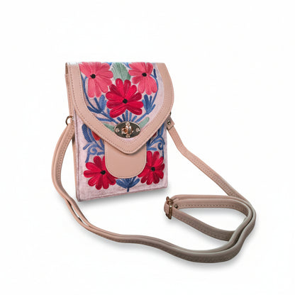 Women mobile Bags With Gorgeous Kashmiri Embroidery - Grey