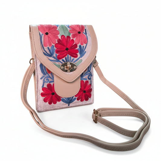 Women mobile Bags With Gorgeous Kashmiri Embroidery - Grey