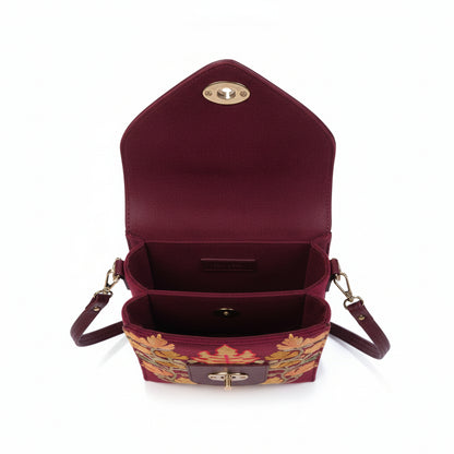 Women mobile Bags With Gorgeous Kashmiri Embroidery - Maroon