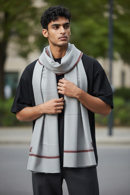 Kashmiri Wool Shawl for Men | Handcrafted Embroidery | Soft & Warm Winter Shawl | Traditional Ethnic Men’s Wrap - White