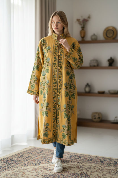 Women’s Woolen Long Coat – Elegant Winter Wear - Beige