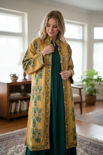 Women’s Woolen Long Coat – Elegant Winter Wear - Beige