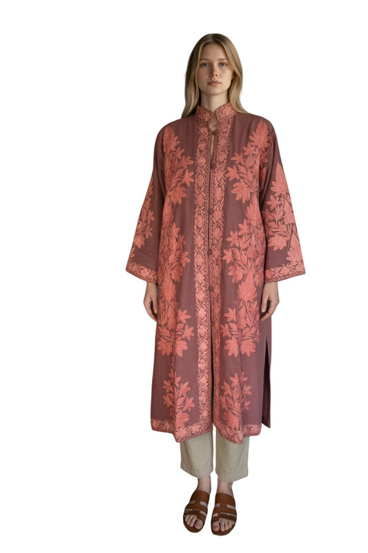 Women’s Woolen Long Coat – Elegant Winter Wear - Cocoa Brown