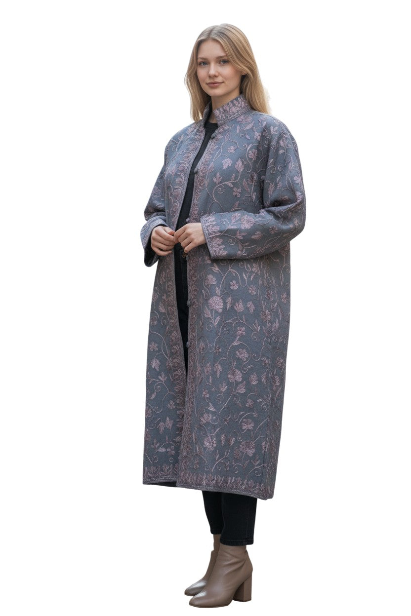 Women’s Woolen Long Coat – Elegant Winter Wear - Light Blue
