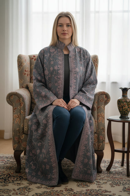 Women’s Woolen Long Coat – Elegant Winter Wear - Light Blue