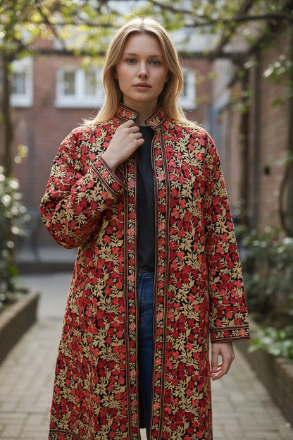 Women’s Woolen Long Coat – Elegant Winter Wear - Maroon2