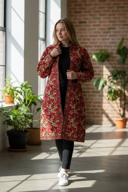 Women’s Woolen Long Coat – Elegant Winter Wear - Maroon2