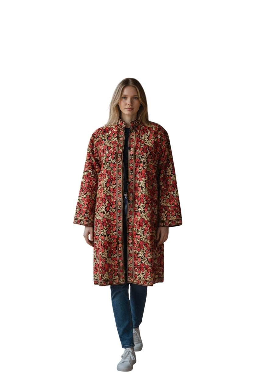 Women’s Woolen Long Coat – Elegant Winter Wear - Maroon2