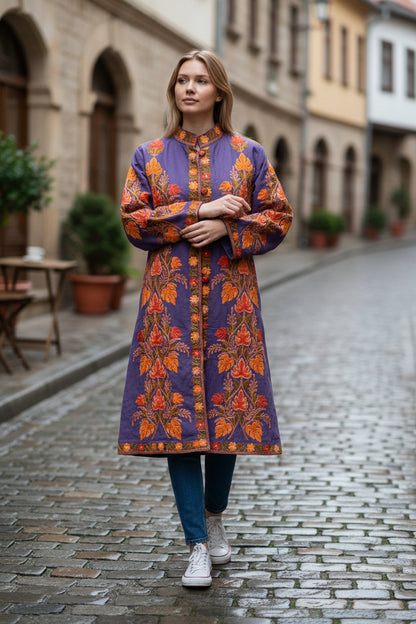 Women’s Woolen Long Coat – Elegant Winter Wear - Royal Blue