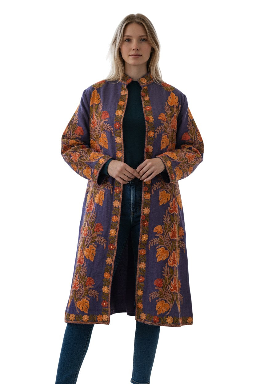 Women’s Woolen Long Coat – Elegant Winter Wear - Royal Blue