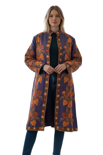 Women’s Woolen Long Coat – Elegant Winter Wear - Royal Blue