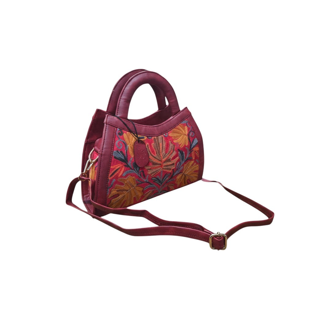 Women Hand Bag | Sling | With Kashmiri Embroidery - Maroon
