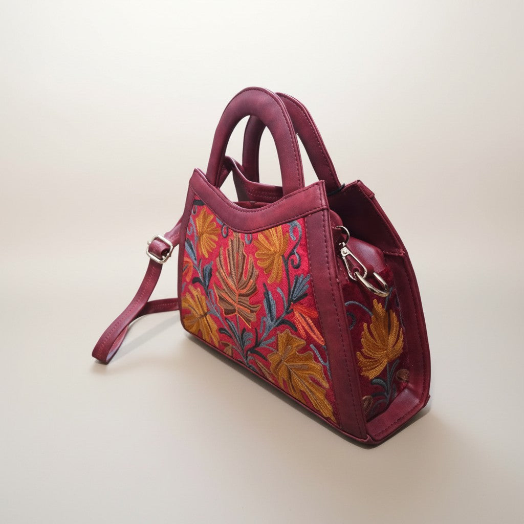 Women Hand Bag | Sling | With Kashmiri Embroidery - Maroon