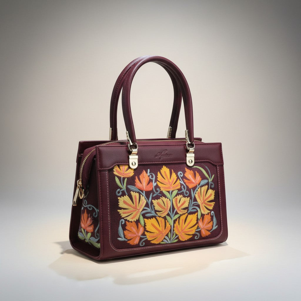 Women Hand Bag | Sling | With Kashmiri Embroidery - Maroon