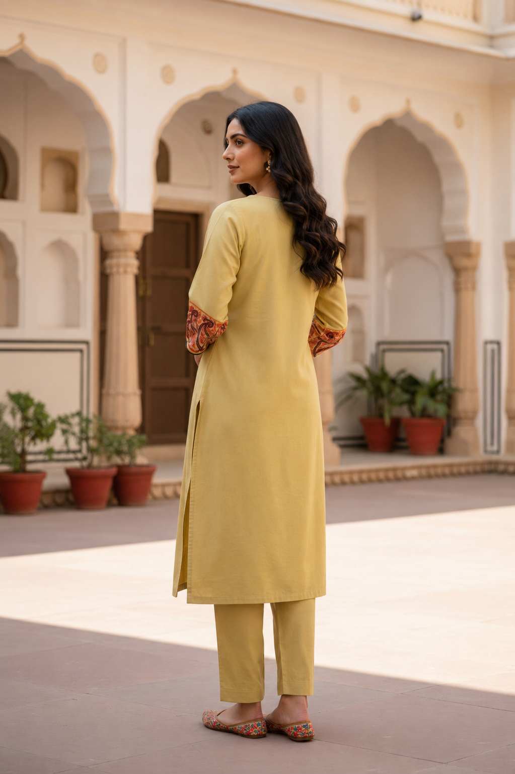 Kashmiri Cotton Co ord set Kurta Set for women (L | Olive Green)
