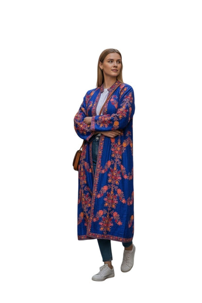Women’s Silk Jackets with Kashmiri Aari Embroidery - Royal Blue