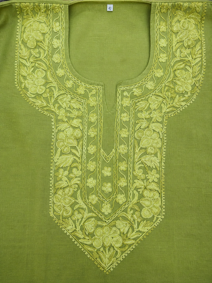 Kashmiri Kurti for Women Cotton Kurti with Embroidery - Green