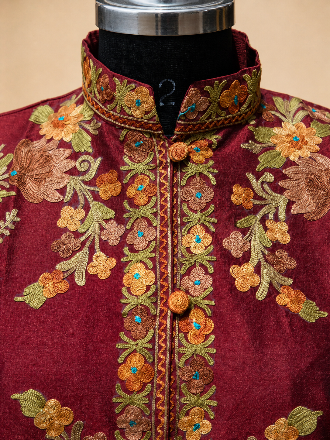 Women’s Silk Jackets with Kashmiri Aari Embroidery - L | Maroon