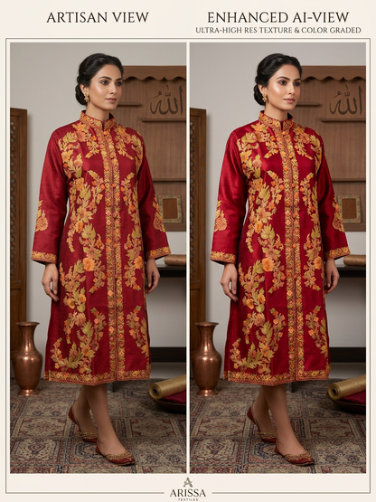 Women’s Silk Jackets with Kashmiri Aari Embroidery - L | Maroon