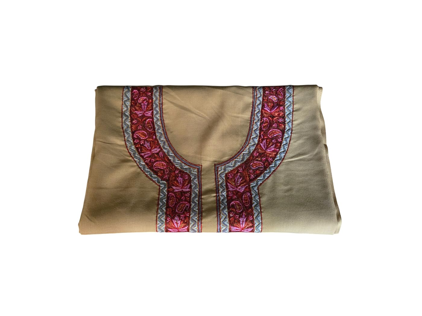 Women Cotton Suits with Kashmiri Hand Sozni Embroidery Two Piece Suit - Beige