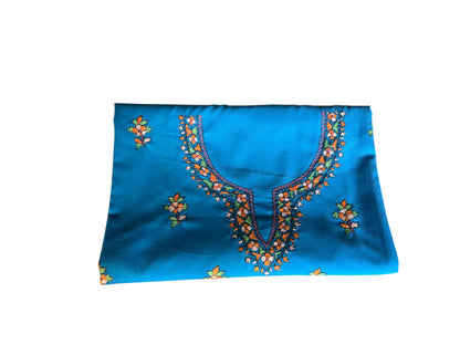 Women Cotton Suits with Kashmiri Hand Sozni Embroidery Two Piece Suit - Blue