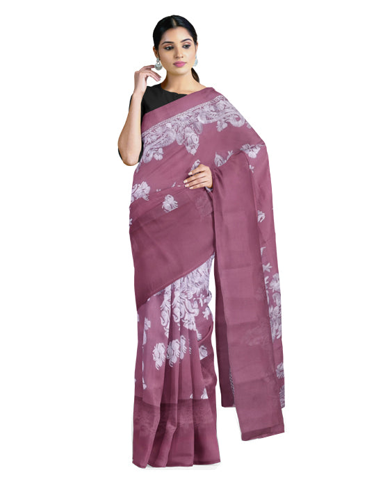 Women's georgette Sarees Embroidered with Kashmiri Aari work | Stylish Saree with Unstitched Blouse Pieces. (Geogrette_pink