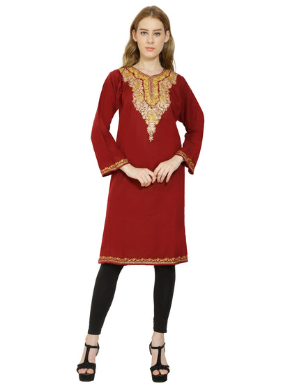 Kashmir Gallery Woolen Women Kurtis Woolen Pheran with Unique Kashmiri Charming Embroidery for Women