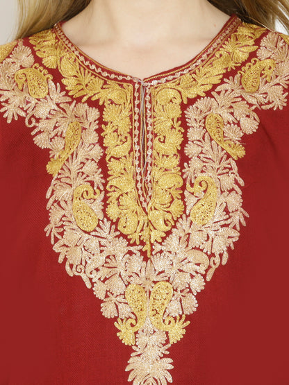 Kashmir Gallery Woolen Women Kurtis Woolen Pheran with Unique Kashmiri Charming Embroidery for Women