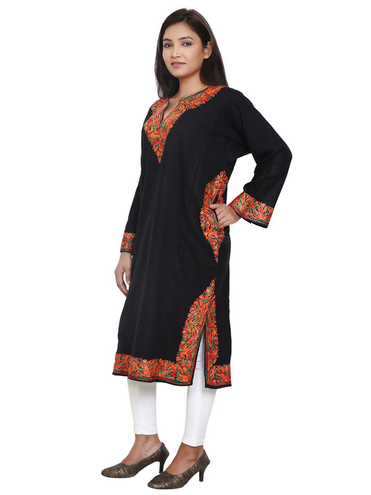 Kashmir Gallery Woolen Women Kurtis Woolen Pheran with Unique Kashmiri Charming Embroidery