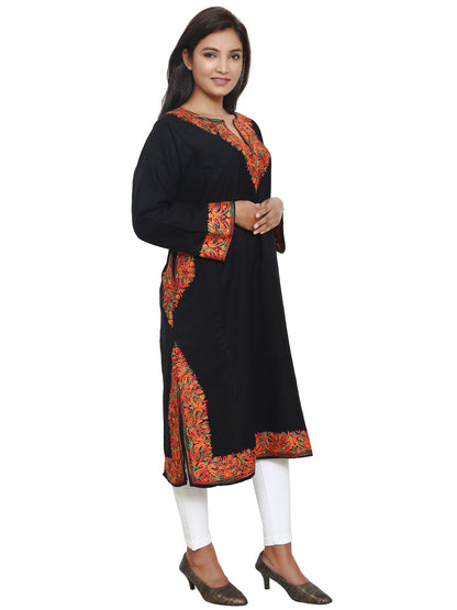 Kashmir Gallery Woolen Women Kurtis Woolen Pheran with Unique Kashmiri Charming Embroidery