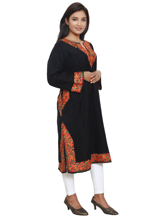 Kashmir Gallery Woolen Women Kurtis Woolen Pheran with Unique Kashmiri Charming Embroidery