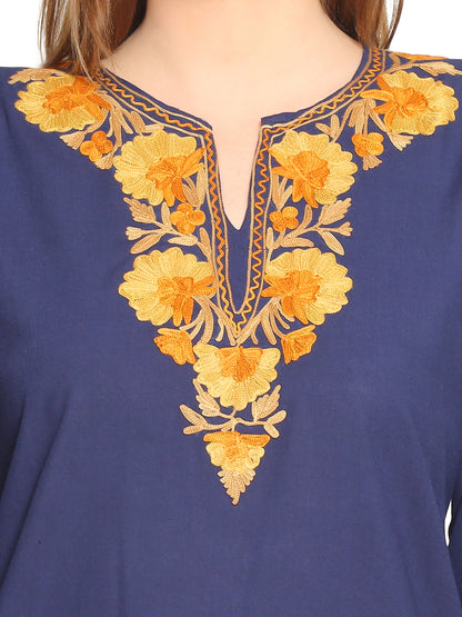 Kashmir Gallery Kashmiri Kurti for Women Cotton Kurti with Embroidery Long A Line Kurtis with Charming Embroidery