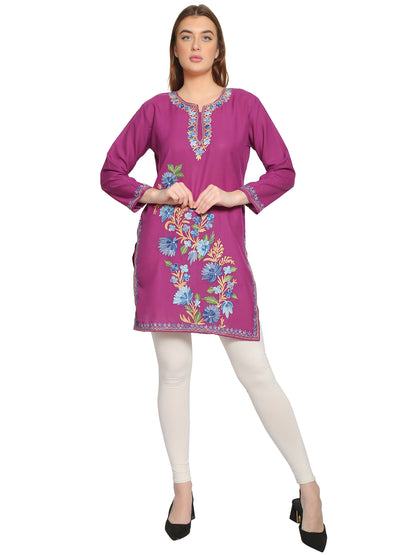 Kashmir Gallery Kashmiri Kurti for Women Cotton Kurti with Embroidery Long A Line Kurtis with Charming Embroidery