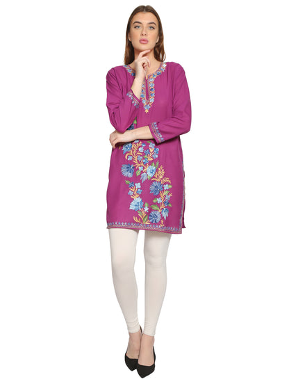 Kashmir Gallery Kashmiri Kurti for Women Cotton Kurti with Embroidery Long A Line Kurtis with Charming Embroidery