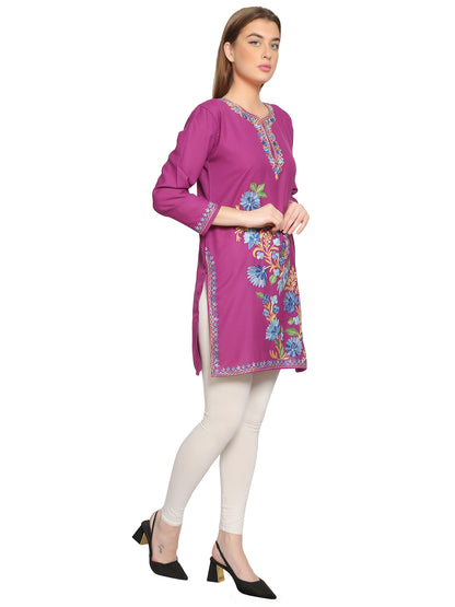 Kashmir Gallery Kashmiri Kurti for Women Cotton Kurti with Embroidery Long A Line Kurtis with Charming Embroidery