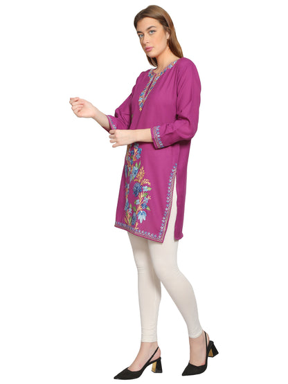 Kashmir Gallery Kashmiri Kurti for Women Cotton Kurti with Embroidery Long A Line Kurtis with Charming Embroidery