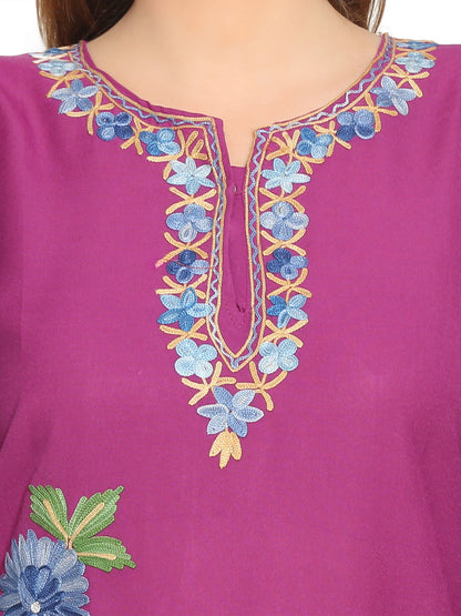 Kashmir Gallery Kashmiri Kurti for Women Cotton Kurti with Embroidery Long A Line Kurtis with Charming Embroidery