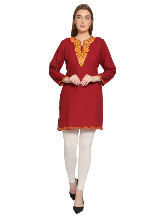 Kashmir Gallery Kashmiri Kurti for Women Cotton Kurti with Embroidery Long A Line Kurtis with Charming Embroidery