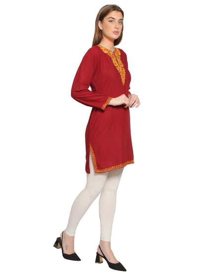 Kashmir Gallery Kashmiri Kurti for Women Cotton Kurti with Embroidery Long A Line Kurtis with Charming Embroidery