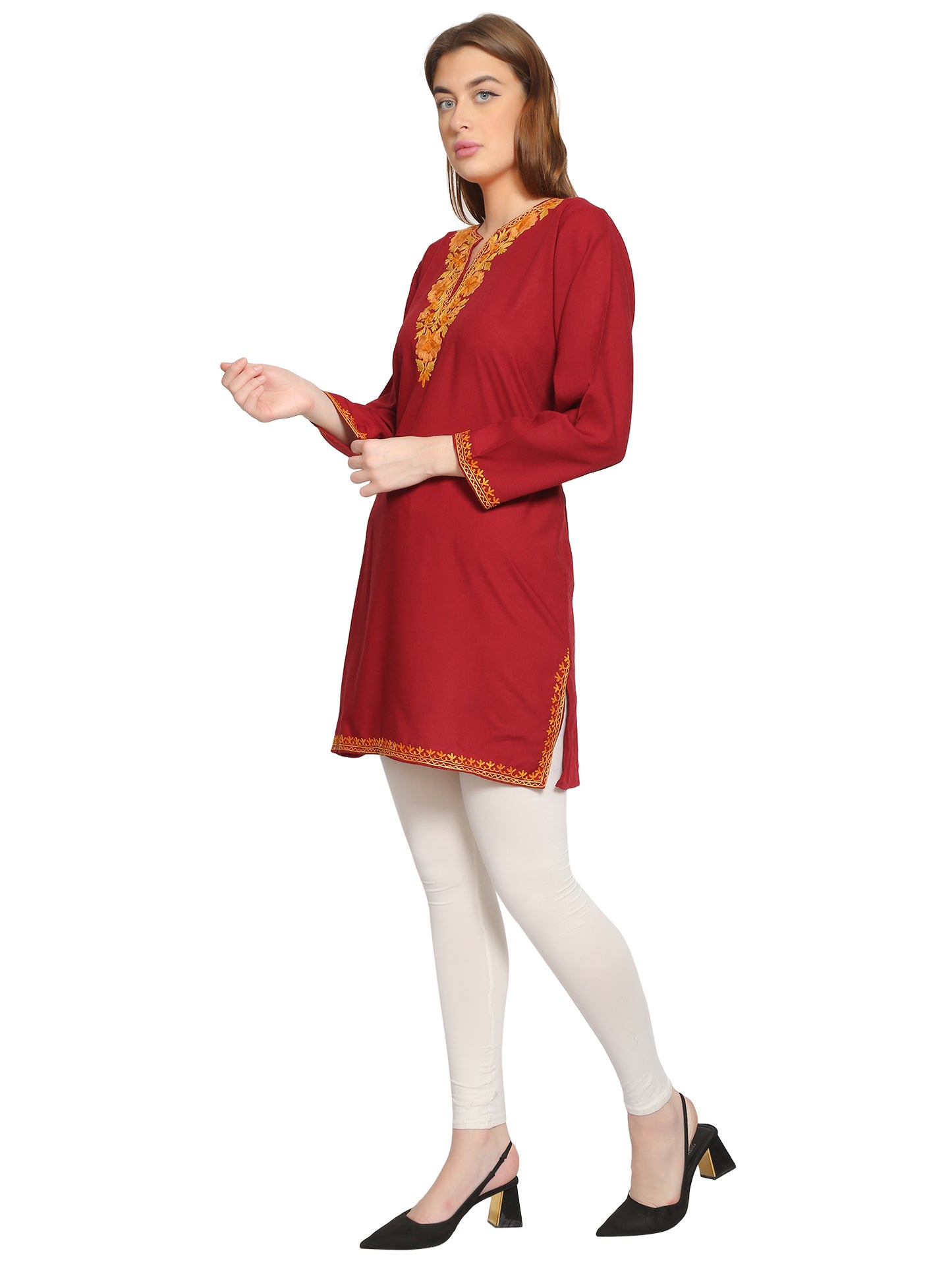 Kashmir Gallery Kashmiri Kurti for Women Cotton Kurti with Embroidery Long A Line Kurtis with Charming Embroidery