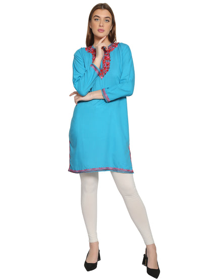 Kashmir Gallery Kashmiri Kurti for Women Cotton Kurti with Embroidery Long A Line Kurtis with Charming Embroidery