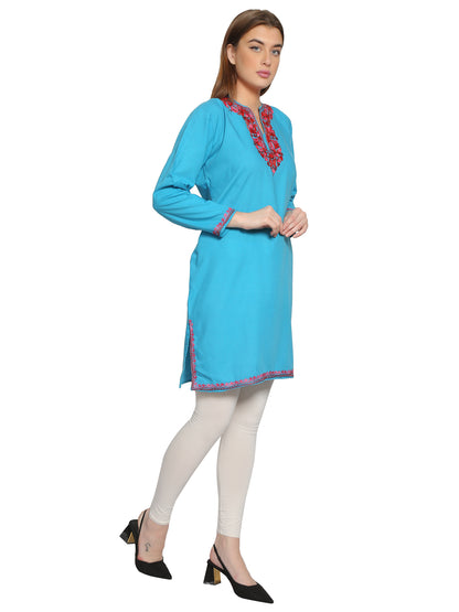 Kashmir Gallery Kashmiri Kurti for Women Cotton Kurti with Embroidery Long A Line Kurtis with Charming Embroidery