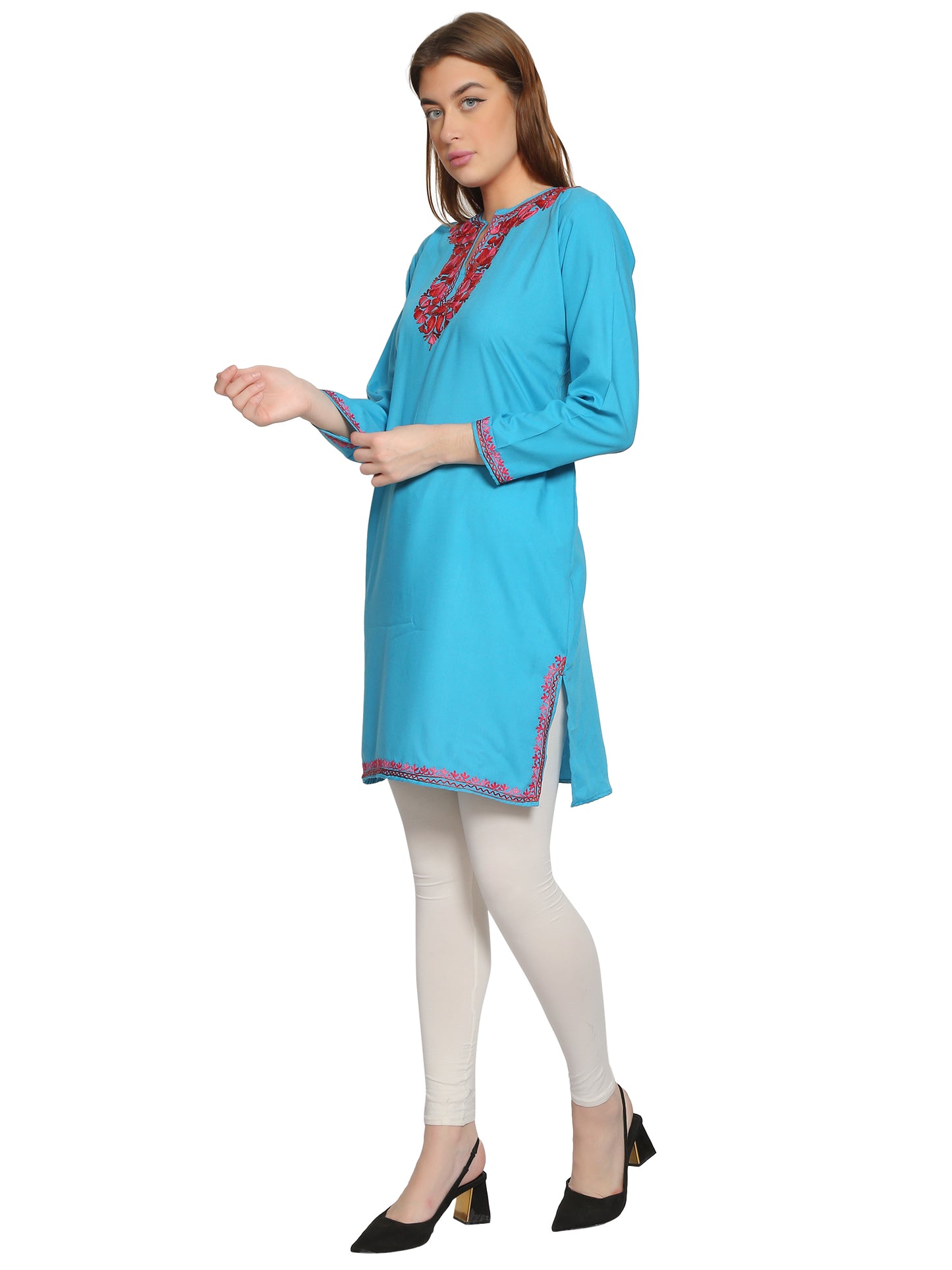 Kashmir Gallery Kashmiri Kurti for Women Cotton Kurti with Embroidery Long A Line Kurtis with Charming Embroidery