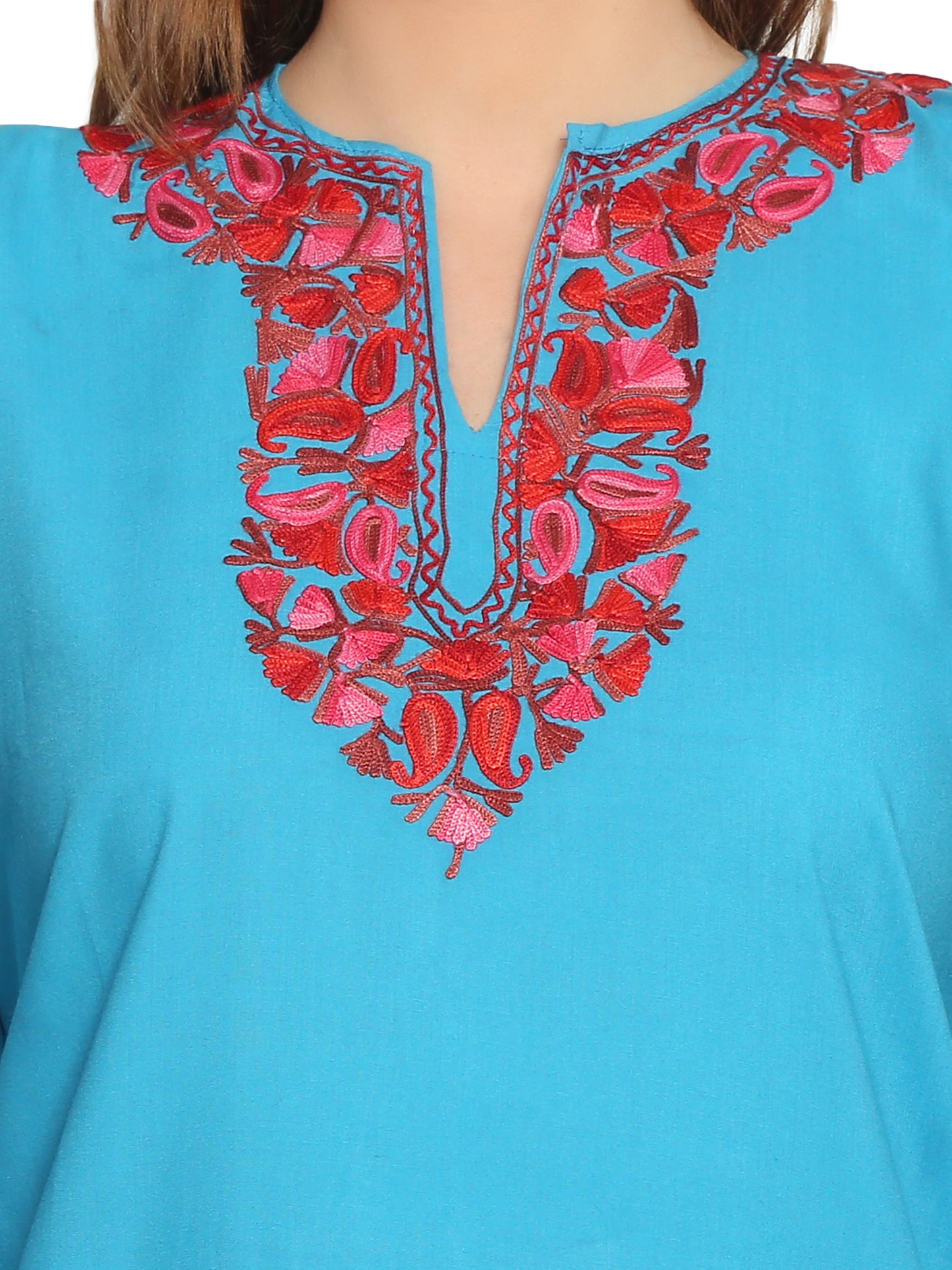 Kashmir Gallery Kashmiri Kurti for Women Cotton Kurti with Embroidery Long A Line Kurtis with Charming Embroidery