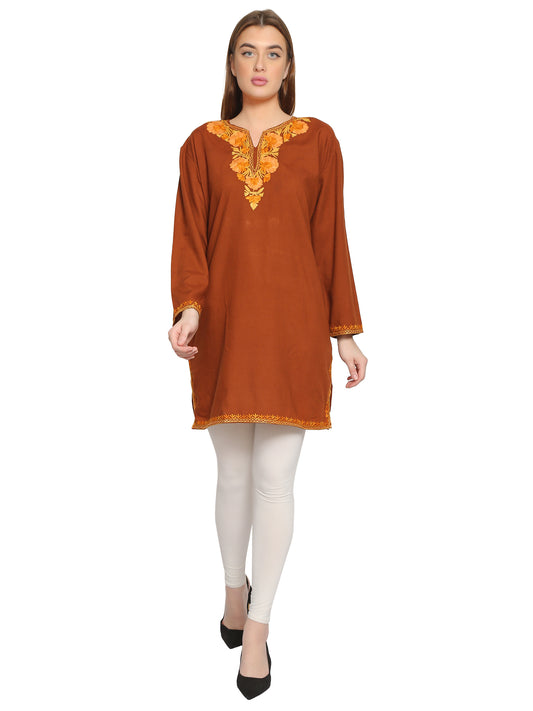 Kashmir Gallery Kashmiri Kurti for Women Cotton Kurti with Embroidery Long A Line Kurtis with Charming Embroidery