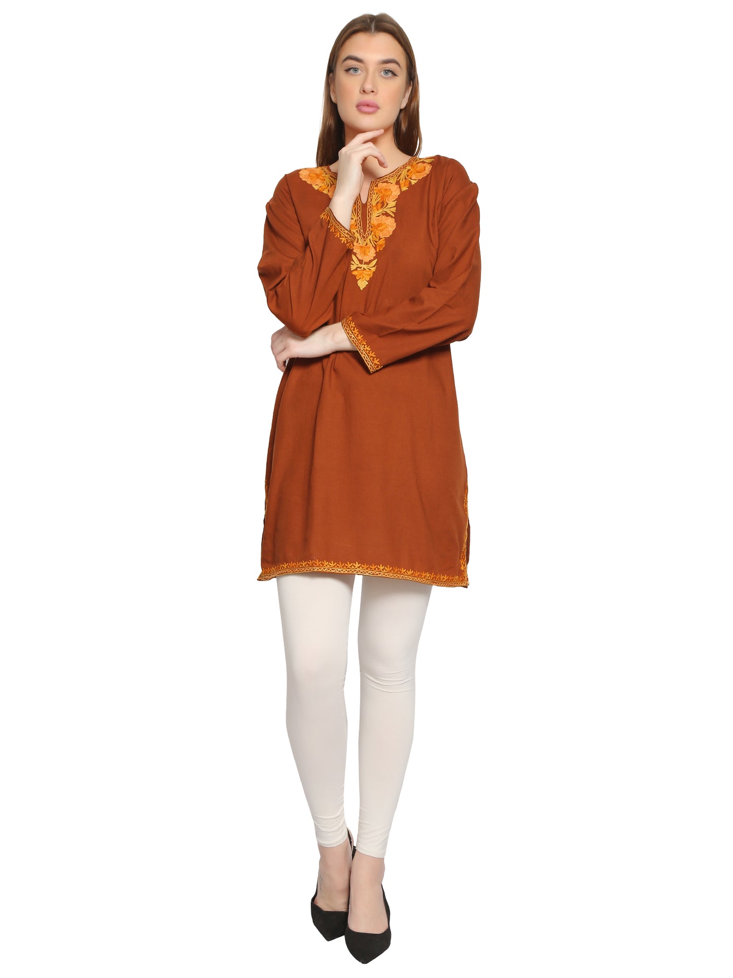 Kashmir Gallery Kashmiri Kurti for Women Cotton Kurti with Embroidery Long A Line Kurtis with Charming Embroidery