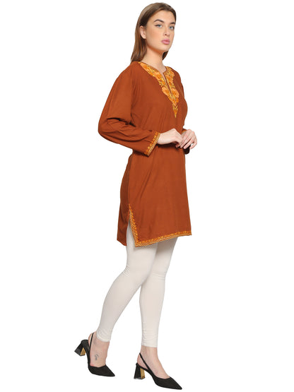 Kashmir Gallery Kashmiri Kurti for Women Cotton Kurti with Embroidery Long A Line Kurtis with Charming Embroidery